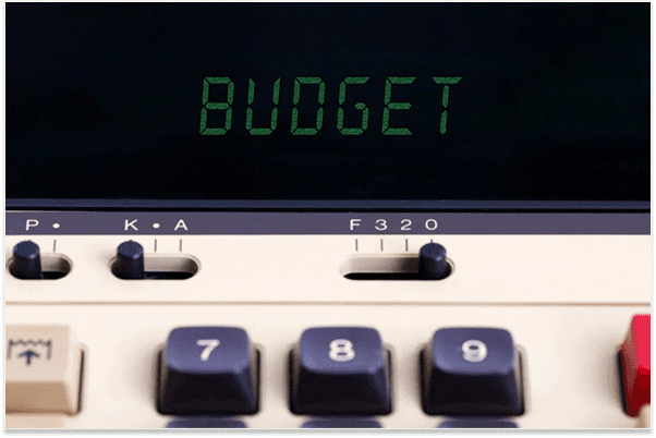 computer with the text budget image